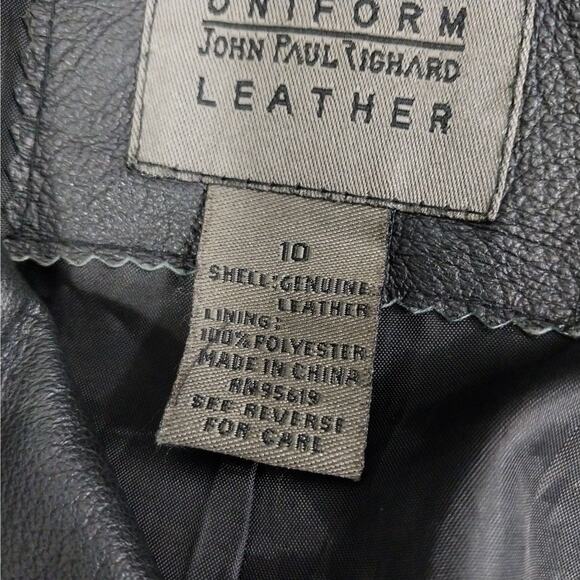JOHN PAUL RICHARD/UNIFORM! BLACK GENUINE LEATHER LONG TAILORED JACKET! SZ 10 - Picture 11 of 13